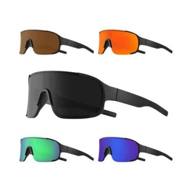 Imagem de Óculos De Sol Esportivos Masculinos Com Armação Grande UV400 Anti-refl