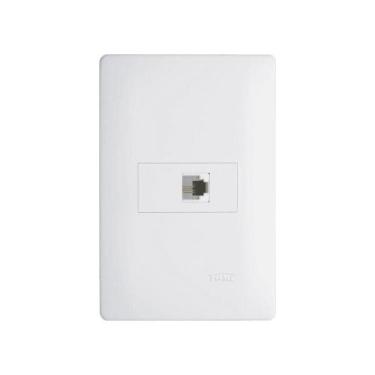 Imagem de Tomada Para Telefone Fame Habitat Rj11 4 Vias Com Placa 4x2 Branco - F