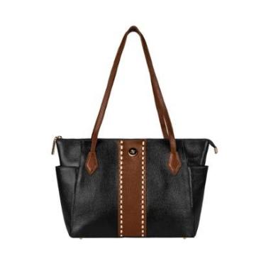 Imagem de Bolsa feminina de couro liso Esmeralda-Feminino