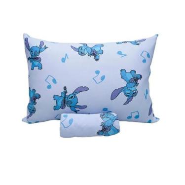 Imagem de Jogo de Lençol Casal 3 Peças Portallar Disney Stitch, Azul Claro