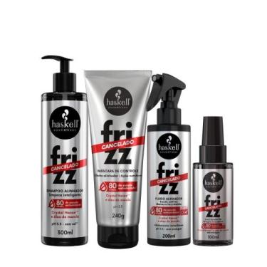 Imagem de Kit Haskell Frizz Cancelado Shampoo 300ml + Máscara 240g + Fluido + Sé