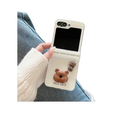 Imagem de Capa De Celular 3D Urso Café Casal Para Samsung Galaxy Z Flip 7 6 5 4 