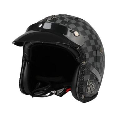 Imagem de Capacete Retrô Vintage De Couro PU Aberto 3/4 Para Motocicleta Chopper
