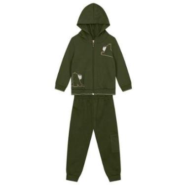 Imagem de Conjunto infantil em moletom com estampa de ursinho Brandili-Masculino