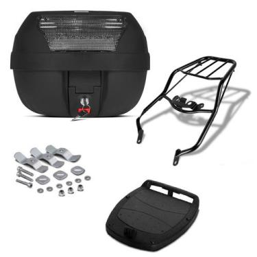 Imagem de Baú Bauleto Preto 28 Litros Com Refletor Pro Tork + Bagageiro Moto, CR