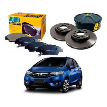 Imagem de Kit Disco Pastilha Freio Dianteiro Fit 1.5 2015 A 2017 - Jurid
