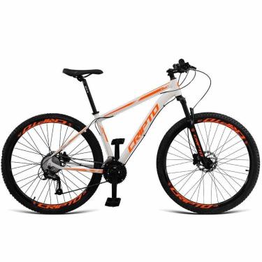Imagem de Bicicleta Aro 29 Cripto 24 Marchas Freios Disco E Suspensão - Branco-laranja - 15"...