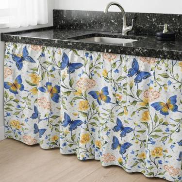 Imagem de Cortina de Pia Cozinha Estampada Tecido Oxford -1,40x0,80 Decoração Co