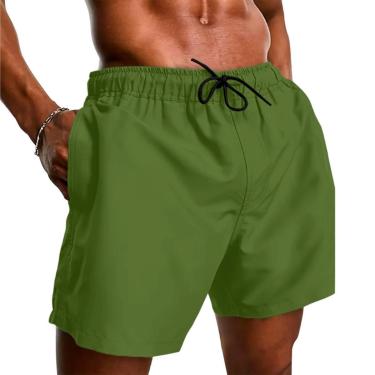 Imagem de Bermuda Tactel Masculina Praia Casual Lisa com Bolsos Secagem Rápida-Masculino