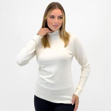 Imagem de Blusa Facinelli Tricot Básica Gola Alta Feminina, P, Off white