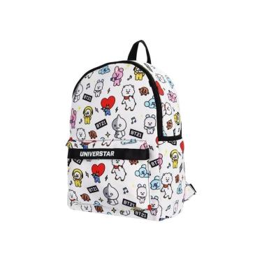 Imagem de Mochila Escolar Bt21 Branca Com Personagens