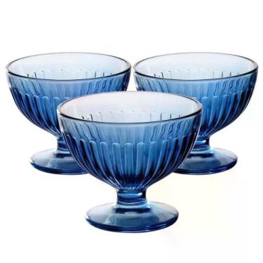 Imagem de Conjunto de Taças de Sobremesa de Vidro Blue Athena de 260ML com 3 Peç