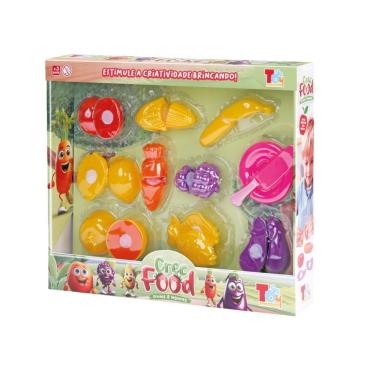 Imagem de Kit Brinquedo Infantil Frutas e Legumes Faz de Conta Educativo com Itens de Cozinha Rosa