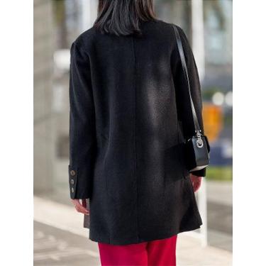 Imagem de Casaco Feminino de Lã Batida Mel - Estilo e Conforto - no-brand, G, Pr