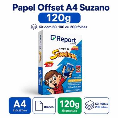 Imagem de Papel Offset A4 Suzano 120g Kit com 50 100 ou 200 Folhas, 50 Folhas