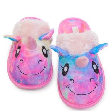Imagem de Pantufa Chinelo Unicornio Arco Iris Fofinho Tie Dye Fantasia - COTTON 