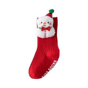Imagem de Meias Antiderrapantes De Natal Vermelhas Para Bebês Meninos E Meninas 