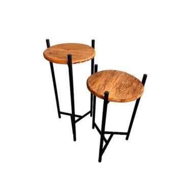 Imagem de Mesa lateral rustica - OUSADIA DI MADEIRA