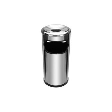 Imagem de Cinzeiro Lixeira Em Aço Inox Com Aro Em Aluminio Jsn - Higipack