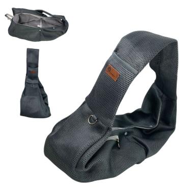 Imagem de Bolsa de Transporte Pet Canguru Sling BSL3907 Cães e Gatos Malha Respirável Poliéster Grafite