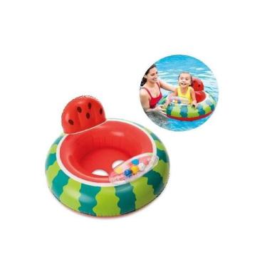 Imagem de Boia Bebê Melancia c/ Bolinhas Baby Bote Piscina Praia Intex