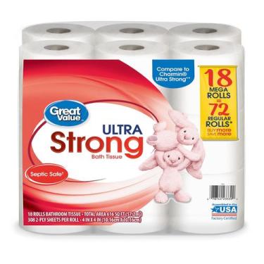 Imagem de Papel higiênico Great Value Ultra Strong, 18 rolos