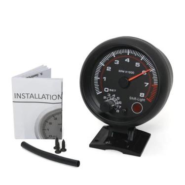 Imagem de Tacômetro De Carro De Corrida 12V 0-8000 RPM Com Luz De Mudança De Mar