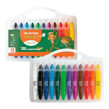 Imagem de Giz De Cera Retrátil Gel Infantil Pontas Macia Com 12 Cores do LEO e L