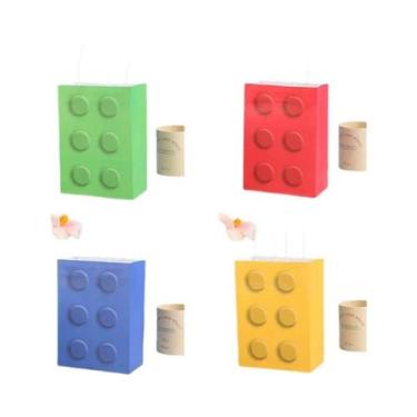 Imagem de Sacolas De Papel Para Festa De Aniversário Infantil Com Blocos De Mont