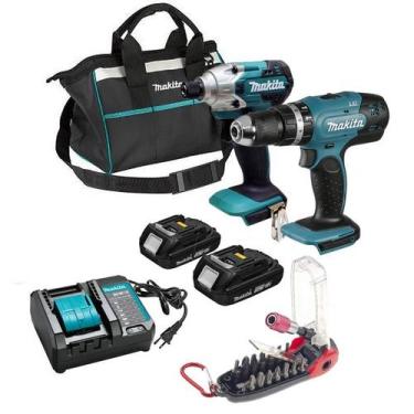 Imagem de Kit Parafusadeira Furadeira de Impacto Makita 18V 2 Baterias Carregado