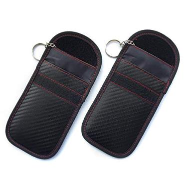 Imagem de Bolsa Faraday Yuehuam para chaveiro de carro com bloqueio de RFID, bloqueador de sinal portátil e chaves, bolsa de bloqueio segura, sem chave, suporte protetor de barbatana com chaveiro, 2个è£…, 2个è£…