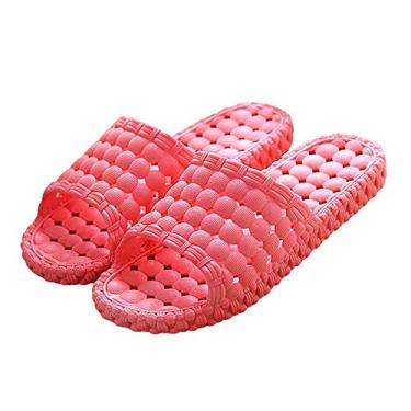Imagem de TangDao Pantufa de banho feminina masculina, sem cadarço, de secagem rápida, antiderrapante, para banheiro, casa e piscina, chinelo interno para academia, sola macia, Vermelho, 5.5-6.5