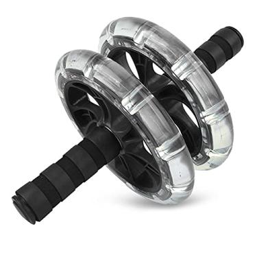 Imagem de Roda de Rolo de Fitness, Equipamento de Exercício Doméstico, Roda Abdominal com Rolamentos Duplos, Exercício Esportivo para Emagrecer a Cintura, Conjunto de Alça de Puxar(Preto)