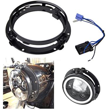 Imagem de SKUNTUGUANG suporte de montagem de anel de farol preto de 17,78 cm para motocicleta Har-ley David-son Road King Headlight Trim (preto)