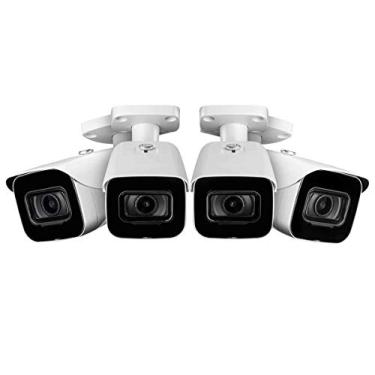 Imagem de 4-Pack da Câmara bullet Lorex E861AB 4K 8MP IP com 130 pés Cor visão noturna e detecção de movimento inteligente