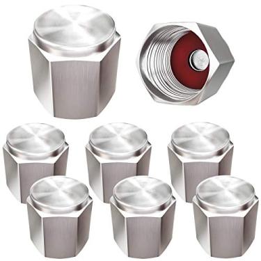 Imagem de Tampas de válvula de pneu SAMIKIVA de latão (pacote com 8) prateadas, tampas de haste de válvula de vedação de pneu de borracha de metal premium, capas à prova de poeira, ajuste universal para carros, SUVs, bicicleta e bicicleta, caminhões, motocicletas