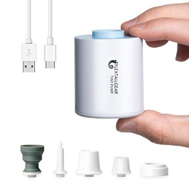 Imagem de FLEXTAILGEAR Bomba de ar portátil mini bomba de ar ultra mini bomba de ar com bateria de 1300 mAh recarregável por USB para inflar esvaziar para flutuadores de piscina, colchão de
