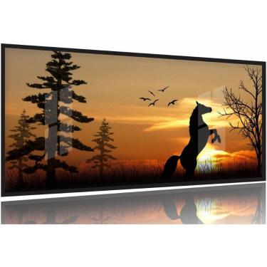 Imagem de Quadros Decorativos Cavalo Por Do Sol 130x60 Moldura Preta 2x2