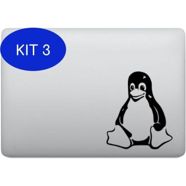 Imagem de Kit 3 Adesivo Tablet Notebook Pc Linux Pinguim Tux