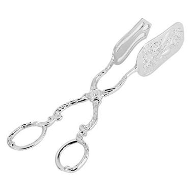 Imagem de Pinça de cozinha de liga de zinco,pinças de cozinha de 21,5 cm, minibibolgadores vintage, pequenos pinças de servir para cozinhar, grelha, churrasco/churrasco, bufê, utensílios de cozinha (prata)