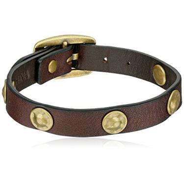 Imagem de Frye Bracelete unissex de couro vintage macio marrom escuro, 33,6 cm + 11,4 cm extensor