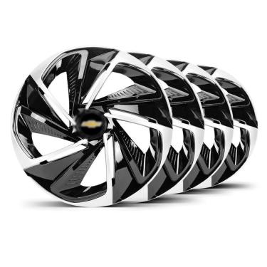 Imagem de Jogo 4 Calota Nitro Aro 14 Preta e Prata Elitte 4804