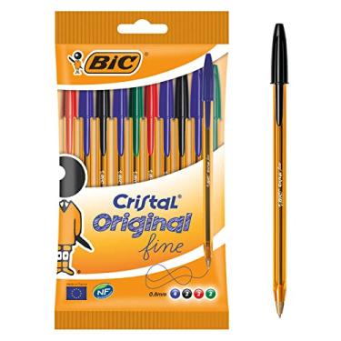 Imagem de BIC Canetas esferográficas de ponta fina cristal originais (0,8 mm) – cores sortidas, pacote com 10