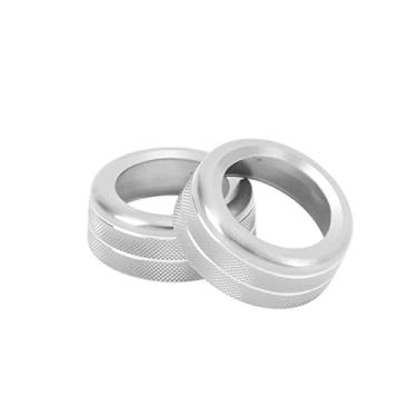 Imagem de Anel do Interruptor AC, 2pcs Tampa do Botão de Ar Condicionado Liga de Alumínio Substituição do Anel do Interruptor AC para 10-16 (Prata)