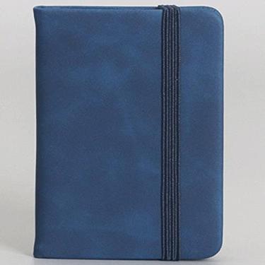 Imagem de A7 mini notebook portátil pequeno diário de couro grosso caderno retrô estudante universitário manuscrita nova palavra bloco de notas, azul escuro, 1 peça