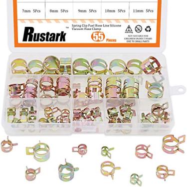 Imagem de Rustark 55pçs Tipo de Pulseira de mola Linha de Combustível Mangueira de Silicone Mangueira de Vácuo Grampo de Ar de Baixa Pressão Grampos Fixadores Kit de Sortimento (5 x 7 mm 8 mm 9 mm 10 mm 11 mm 12 mm 13 mm 14 mm 15 mm 16 mm 17 mm)