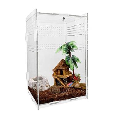 Imagem de JOBEDE Terrário acrílico para répteis, reservatório transparente para répteis, terrários, mini caixa de alimentação com capa para tarântula, isópode, barata, invertebrados, lagartixa, sapo (12,7 x