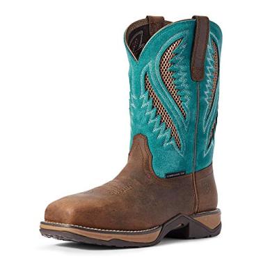 Imagem de ARIAT Bota de trabalho feminina Anthem Venttek Composite Toe, lascas de chocolate/turquesa, 41