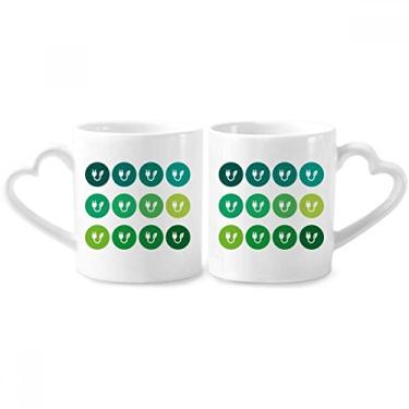 Imagem de Conjunto de canecas de porcelana para casais, padrão de cabo de carregamento, com plugue de folha verde, coração