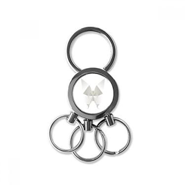 Imagem de Chaveiro de metal de aço inoxidável com estampa de Origa de borboleta branca chaveiro de carro clipe para presente, Multicolorido.